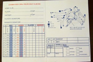 Coober Pedy golf scorecard